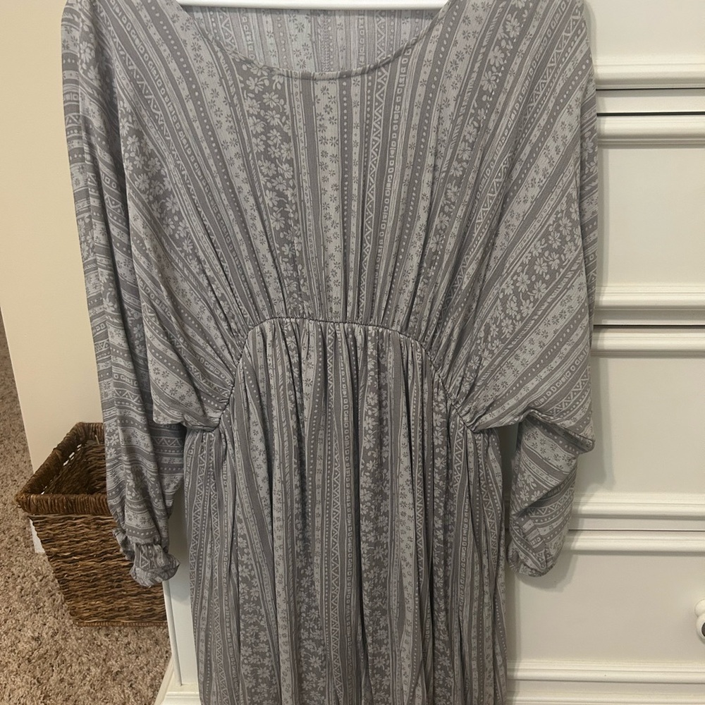 Chic Soul Gray Long Sleeve Dress